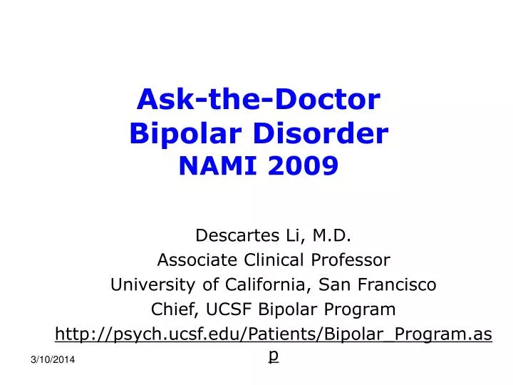ask the doctor bipolar disorder nami 2009