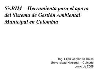 SisBIM – Herramienta para el apoyo del Sistema de Gestión Ambiental Municipal en Colombia