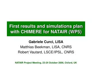 First results and simulations plan with CHIMERE for NATAIR (WP5)