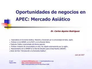 Oportunidades de negocios en APEC: Mercado Asiático