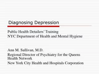Diagnosing Depression