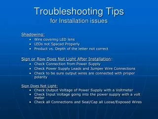 Troubleshooting Tips for Installation issues