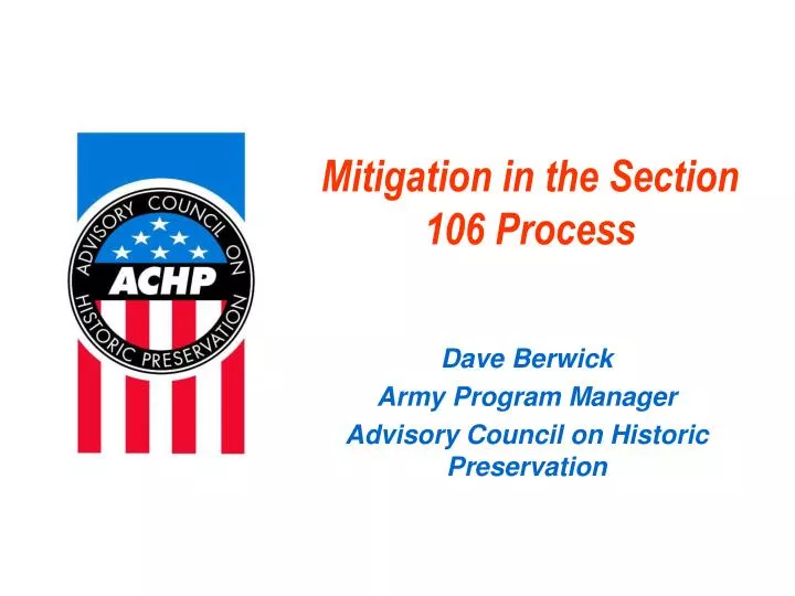 mitigation in the section 106 process