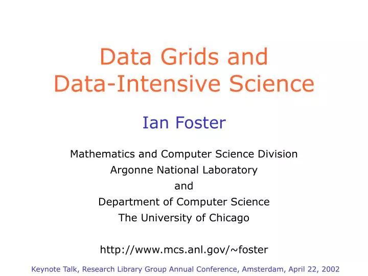 data grids and data intensive science
