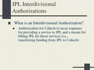 JPL Interdivisional Authorizations
