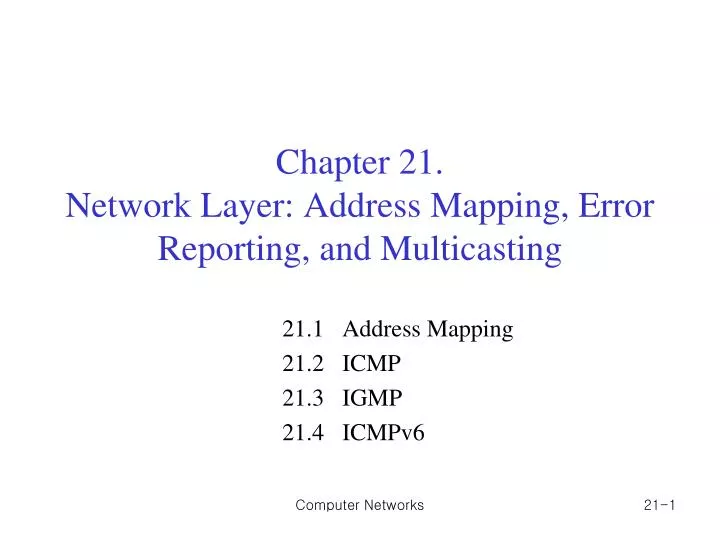 chapter 21 network layer address mapping error reporting and multicasting