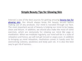 Simple Beauty Tips for Glowing Skin