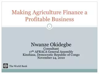 Making Agriculture Finance a Profitable Business