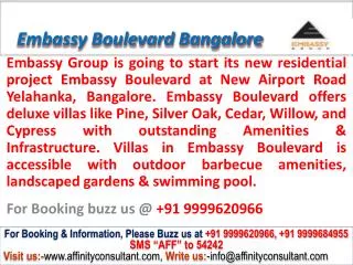 Embassy Boulevard Villa Yelahanka Bangalore @ 09999620966