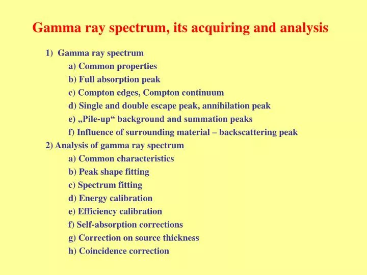 gamma ray spectrum its acquiring and analysis