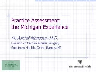 Practice Assessment: the Michigan Experience