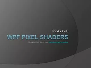 WPF Pixel Shaders