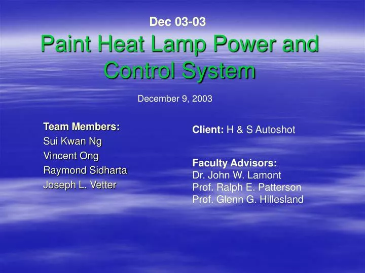 paint heat lamp power and control system