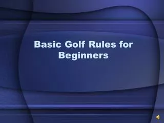 Basic Golf Rules for Beginners