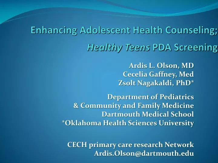 enhancing adolescent health counseling healthy teens pda screening