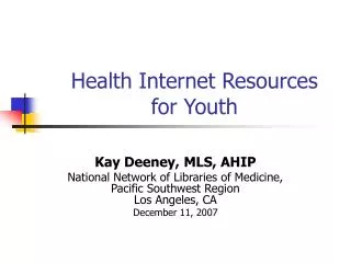 Health Internet Resources for Youth