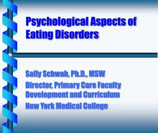 Psychological Aspects of Eating Disorders