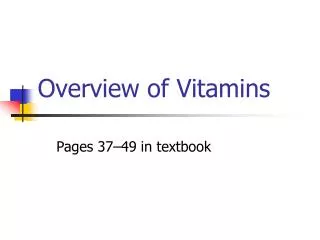Overview of Vitamins