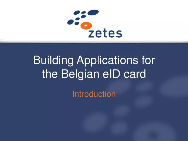 building applications for the belgian eid card