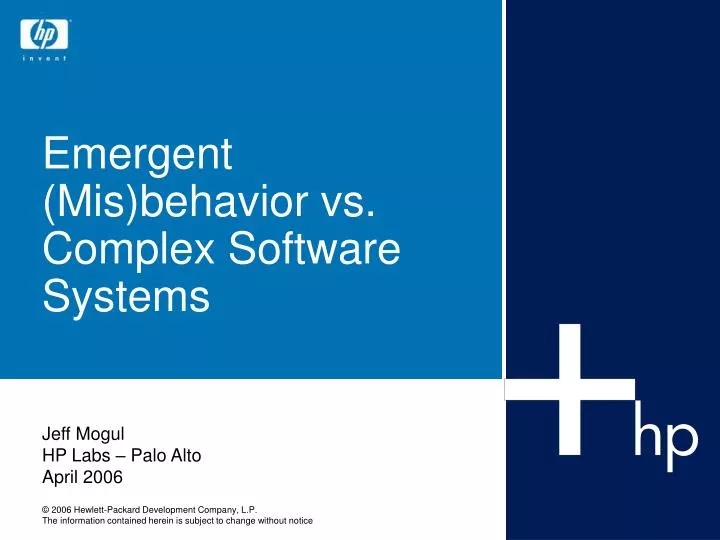 emergent mis behavior vs complex software systems