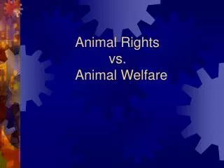 Animal Rights 			 vs. 		Animal Welfare