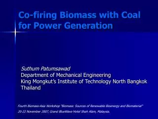 Co-firing Biomass with Coal for Power Generation