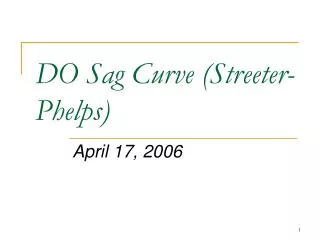 DO Sag Curve (Streeter-Phelps)