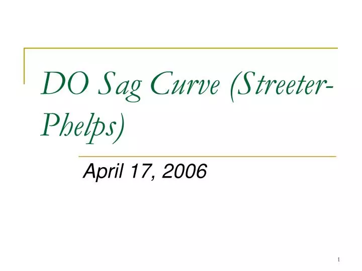 do sag curve streeter phelps