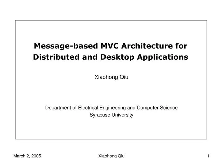message based mvc architecture for distributed and desktop applications