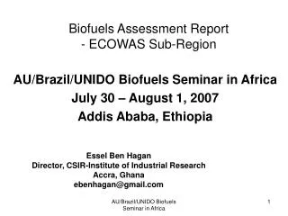 Biofuels Assessment Report - ECOWAS Sub-Region