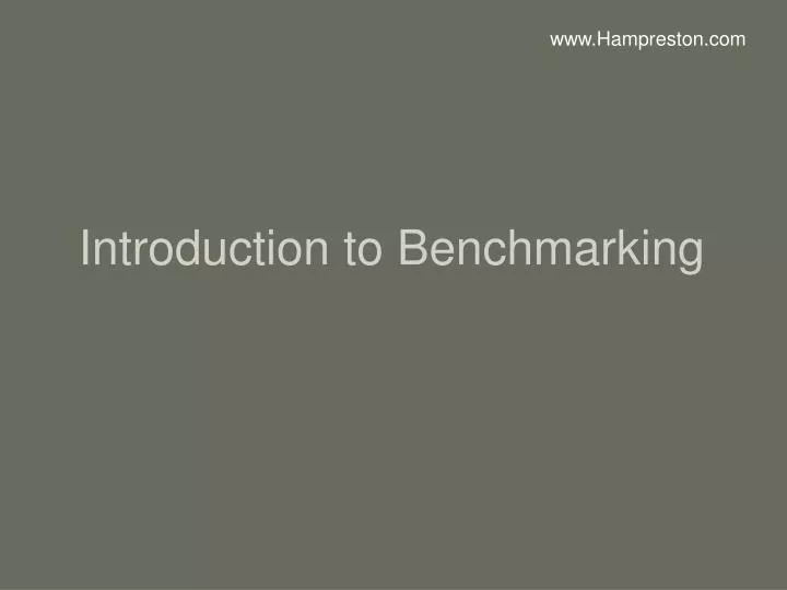 introduction to benchmarking