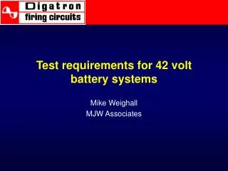 Test requirements for 42 volt battery systems