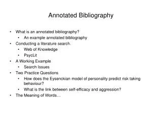 Annotated Bibliography