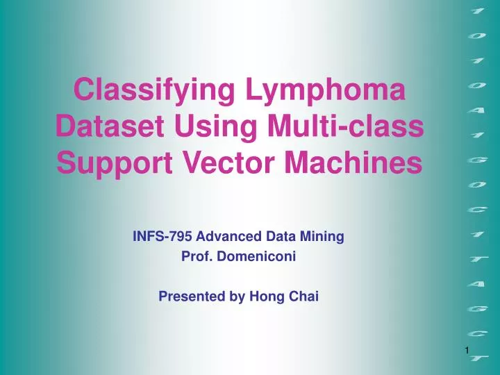 classifying lymphoma dataset using multi class support vector machines