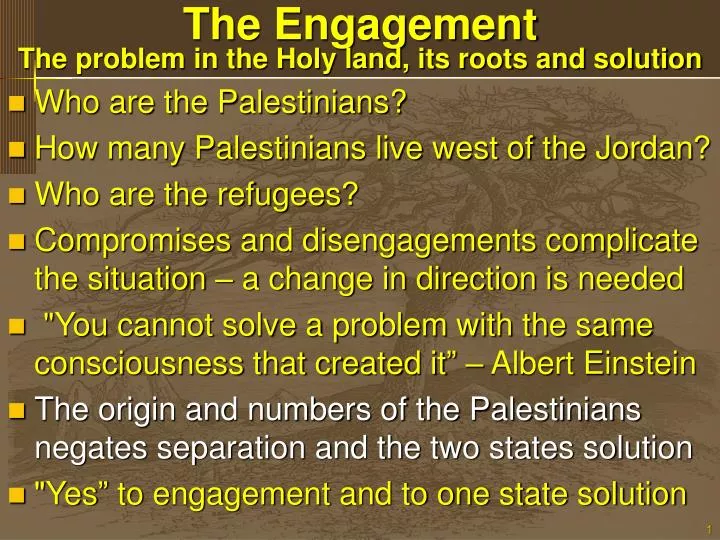 the engagement the problem in the holy land its roots and solution