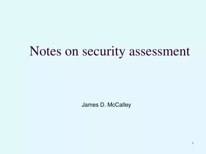 notes on security assessment