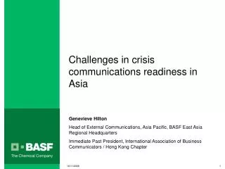 Challenges in crisis communications readiness in Asia