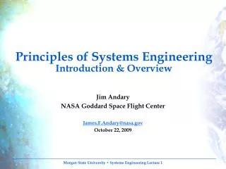 Principles of Systems Engineering Introduction &amp; Overview
