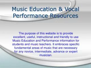 Music Education &amp; Vocal Performance Resources