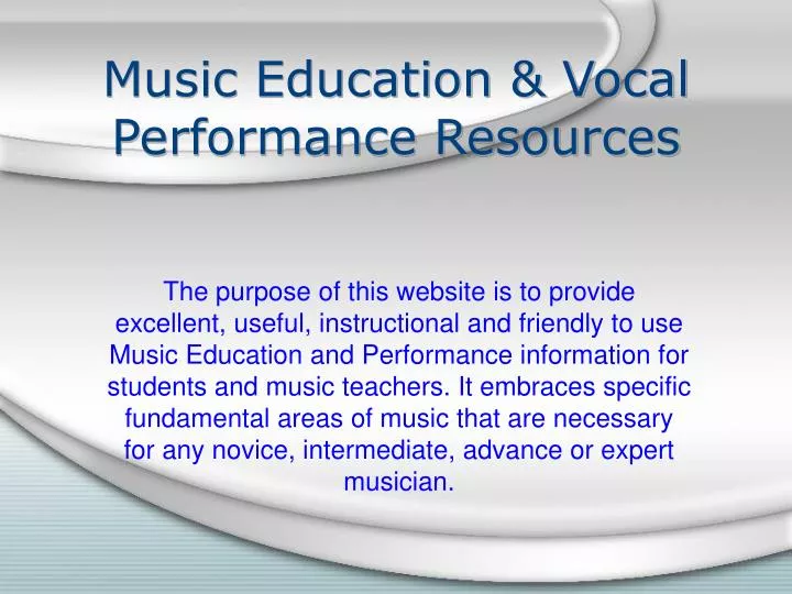 music education vocal performance resources