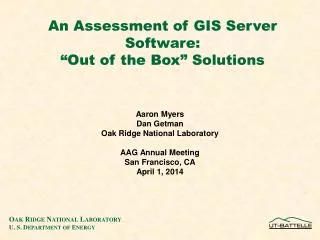 An Assessment of GIS Server Software: “Out of the Box” Solutions