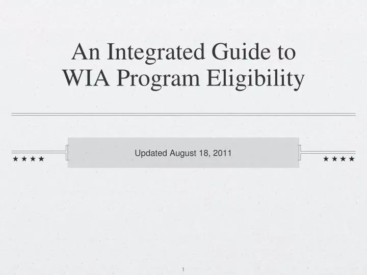 an integrated guide to wia program eligibility