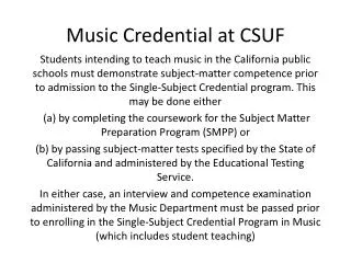 Music Credential at CSUF