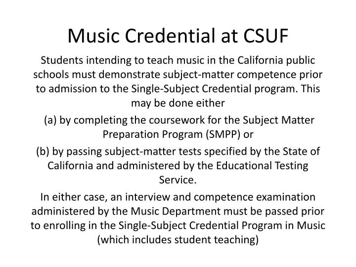 music credential at csuf