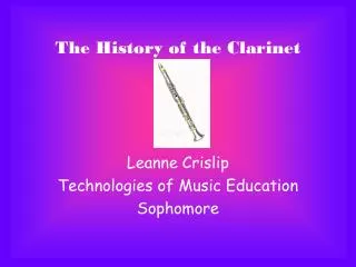 The History of the Clarinet