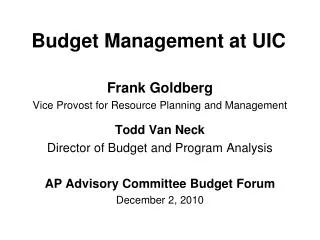 Budget Management at UIC