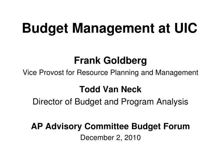 budget management at uic