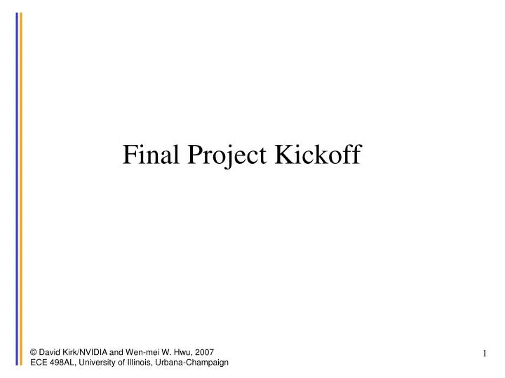 final project kickoff