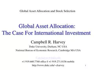 Global Asset Allocation: The Case For International Investment