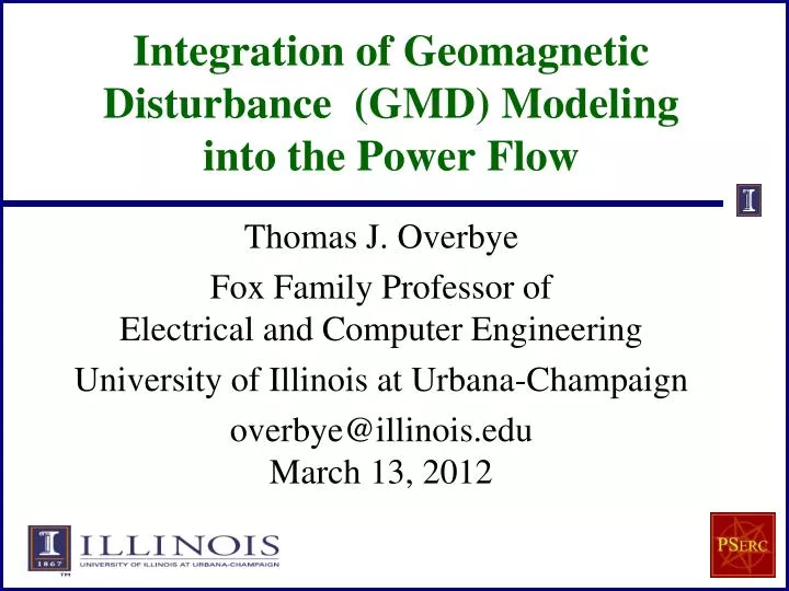 integration of geomagnetic disturbance gmd modeling into the power flow